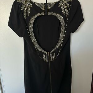 Chic Black Mini Dress with Embellished Shoulders